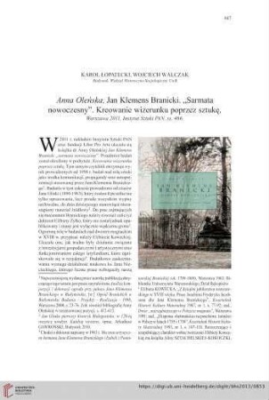 75: Anna Oleńska, Jan Klemens Branicki : "Sarmata nowoczesny"$dKreowanie wizerunku poprzez sztukę, Warszawa 2011, Instytut Sztuki PAN, ss. 466