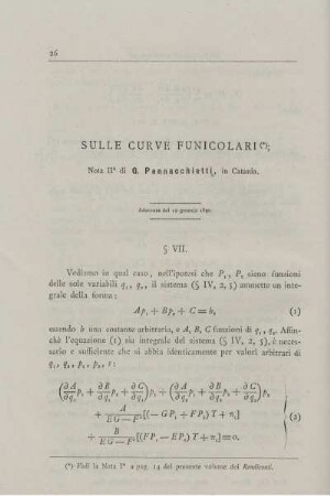 Sulle curve funicolari.