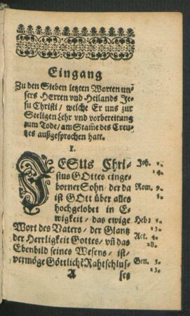 Eingang Zu den Sieben letzten Worten unsers Herren und Heilands Jesu Christi ...