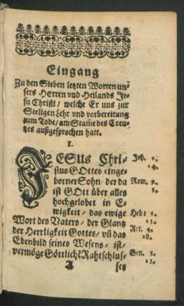 Eingang Zu den Sieben letzten Worten unsers Herren und Heilands Jesu Christi ...