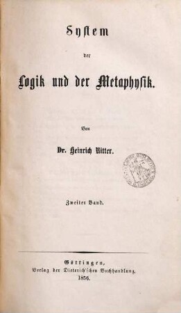 System der Logik und der Metaphysik, 2