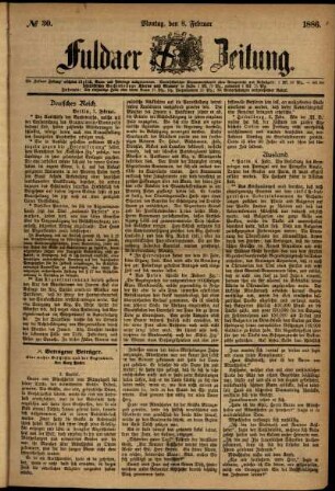 Ausgabe vom Montag, den 08. Februar 1886.