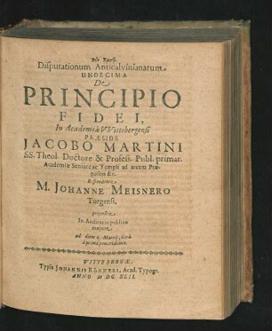 ... Undecima. Respondente M. Johanne Meisnero.