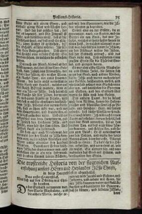 Die trostreiche Historia von der siegreichen Auferstehung unsers Herrn und Heylandes Jesu Christi.
