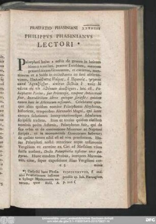 Philippus Phasinianus Lectori