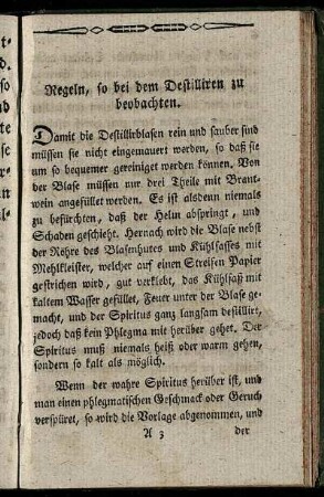 Regeln, so bei dem Destilliren zu beobachten.