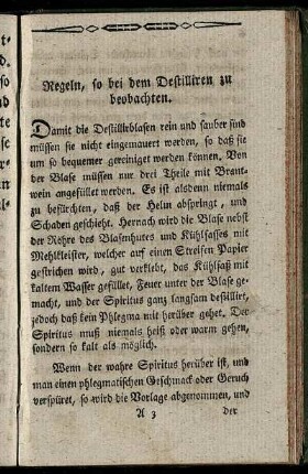 Regeln, so bei dem Destilliren zu beobachten.