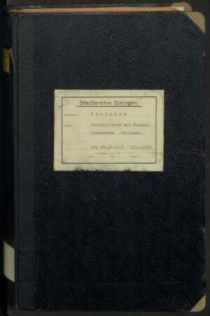 Solingen: Finanzkommission 1919-1922