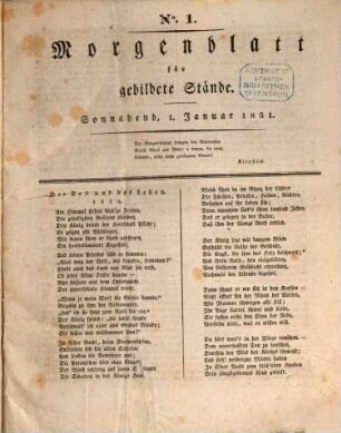 Morgenblatt für gebildete Stände. 25,1. 1831