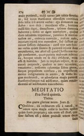 174-184, Meditatio Pro Feria quinta; ...