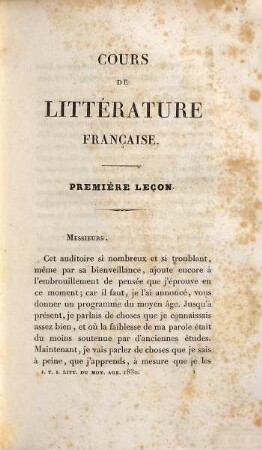 Littérature du moyen âge en France, en Italie, en Espangne et en Angleterre, Tome premier