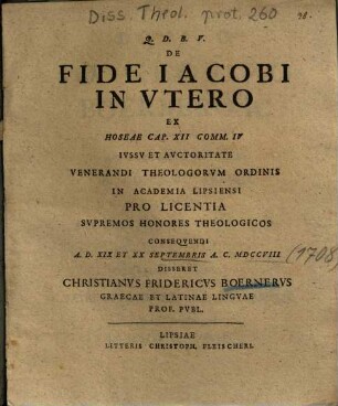 De Fide Iacobi In Vtero Ex Hoseae Cap. XII Comm. IV