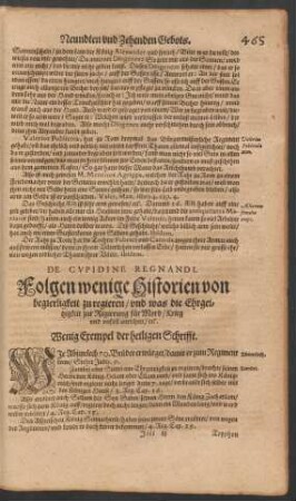 De Cupidine Regnandi. Folgen wenige Historien von begierligkeit zu regieren ...