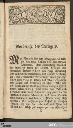 Vorbericht des Verlegers