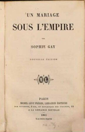 Un mariage sous l'empire