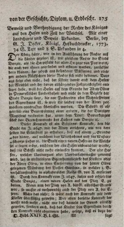 Beweise und Vertheidigung der Rechte des Königs auf den Hafen und Zoll der Weichsel.