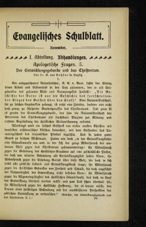 Apologetische Fragen : 5. der Entwicklungsgedanke und das Christentum