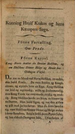 Nordiske Kaempe-Historier : efter Islandske Haandskriften, 1,1. Konnig Hrolf Krakes Saga