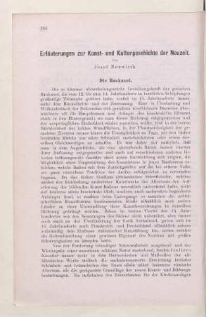 Erläuterung zur Kunst- und Kulturgeschichte der Neuzeit