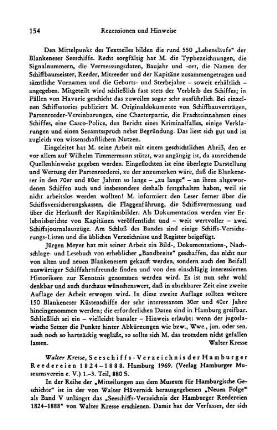 Kresse, Walter :: Seeschiffs-Verzeichnis der Hamburger Reedereien 1824 - 1888, Teil 1-3 : Hamburrg, Hamburger Museumsverein e.V., 1969