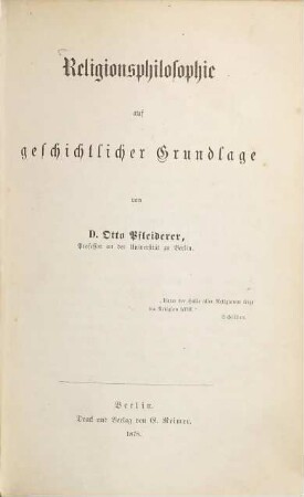 Religionsphilosophie auf geschichtlicher Grundlage
