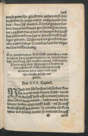 Den purgierenden Rosensafft zumachen ... Das XXX. Capitel.