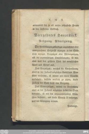 Vierzehntes Hauptstück. Neigung. Abneigung.