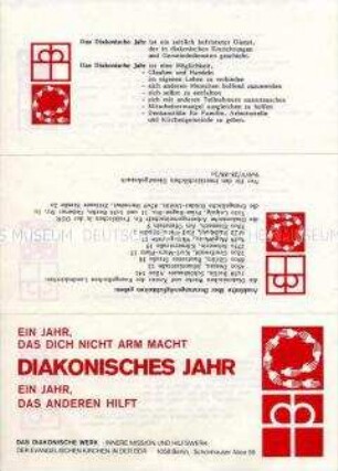 Werbe- und Informationsblatt des Diakonischen Werkes der DDR zum "diakonischen Jahr"