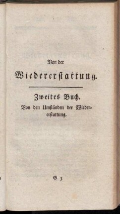 Zweites Buch. Von den Umständen der Wiedererstattung.