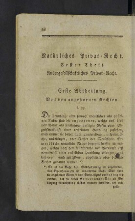 Erste Abtheilung. Von den angeborenen Rechten.