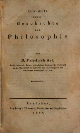 Grundriss einer Geschichte der Philosophie