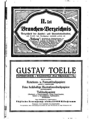 II. Teil Branchen=Verzeichnis