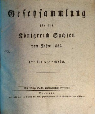 Gesetzsammlung für das Königreich Sachsen. 1822
