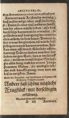 Andere fast schöne nützliche Fragstück/ mit derselbigen erklärung.