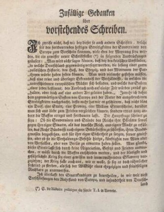 Zufällige Gedanken über vorstehendes Schreiben