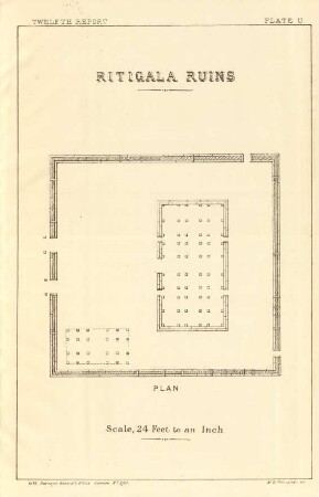 Plate U. Ritigala ruins. Plan.