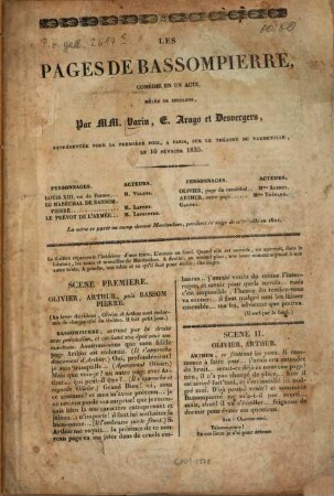 Les pages de Bassompierre : Comédie en un acte, mêlée de couplets