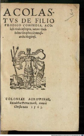 Acolastus : de filio prodigo comoedia
