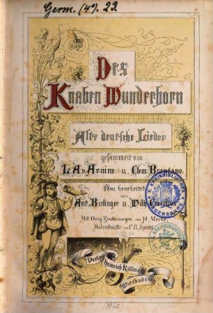 Des Knaben Wunderhorn : alte deutsche Lieder