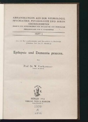 Epilepsie und Dementia praecox