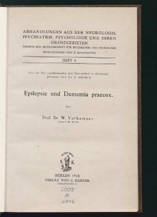 Epilepsie und Dementia praecox