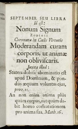 September Seu Libra Id est: Nonum Signum