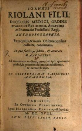 Anthropographia, et osteologia