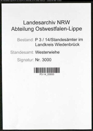 Sterberegister Standesamt Westerwiehe