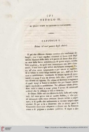 Titolo IV: Di quali tempi si credono le Catacombe