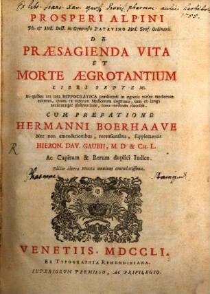 De praesagienda vita et morte aegrotantium libri VII