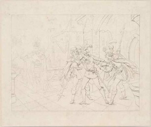 Zu Shakespeares "Hamlet", Blatt 3, 1. Akt, 4. Szene: Hamlet mit den Freunden und dem Geist
