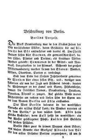 Beschreibung von Berlin. Berlins Vorzeit
