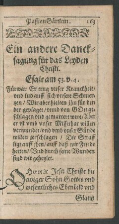 Ein andere Dancksagung für das Leyden Jesu Christi.