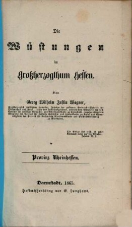 Die Wüstungen im Großherzogthum Hessen, 3. Provinz Rheinhessen